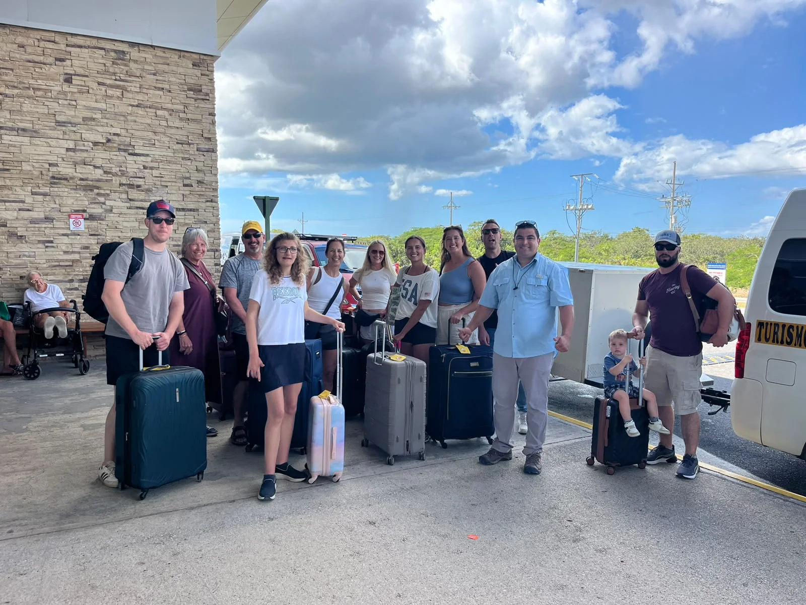 Group arriving for private transportation at Guanacaste Airport Costa Rica